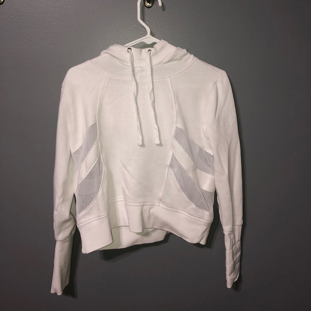 white athletic hoodie